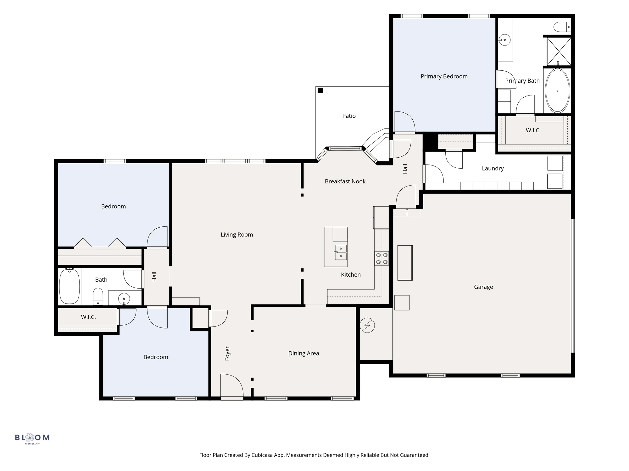 The same floor plan without measurements, showing only room names